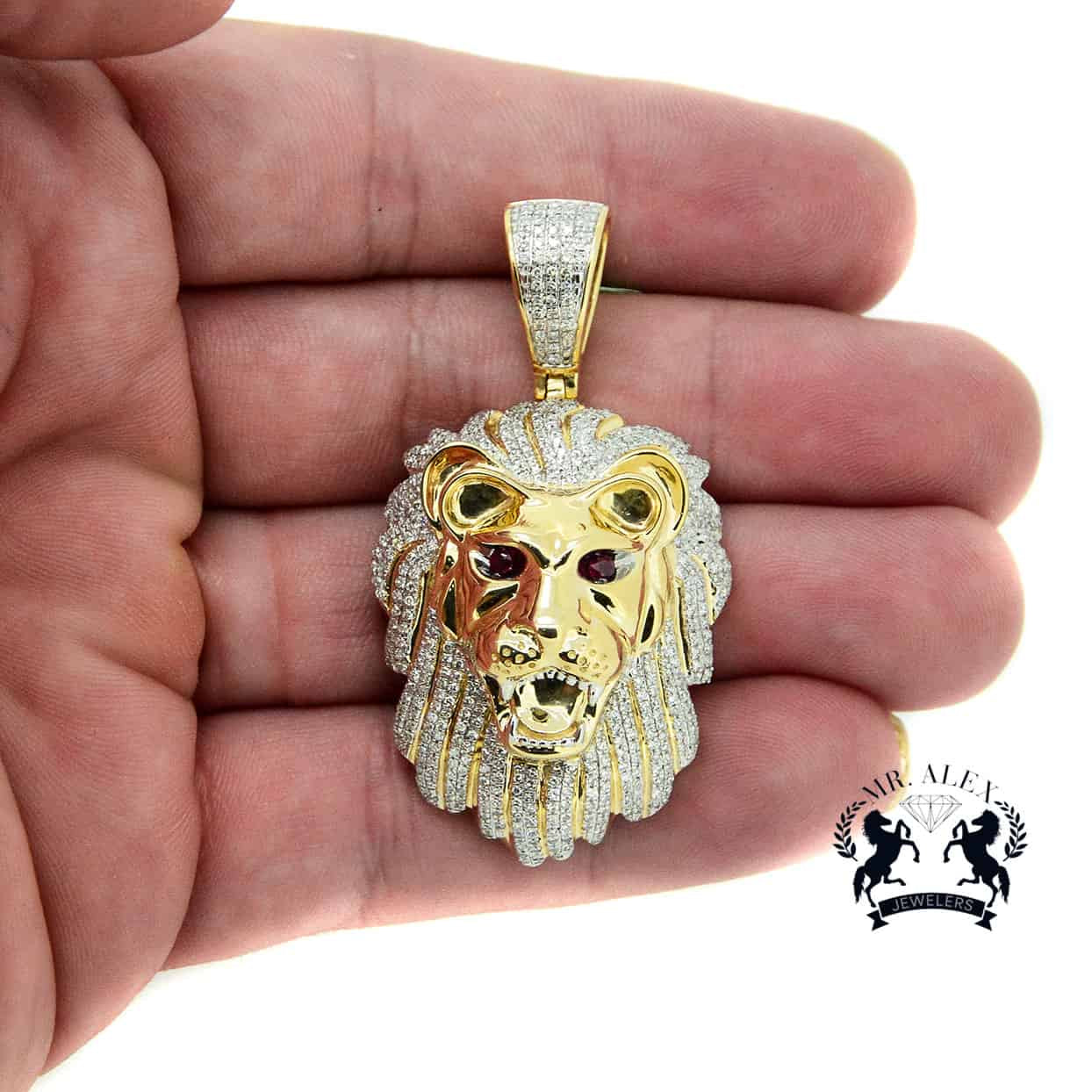 10k Roaring Lion Head Diamond Ring 1.20ct - Mr. Alex Jewelry