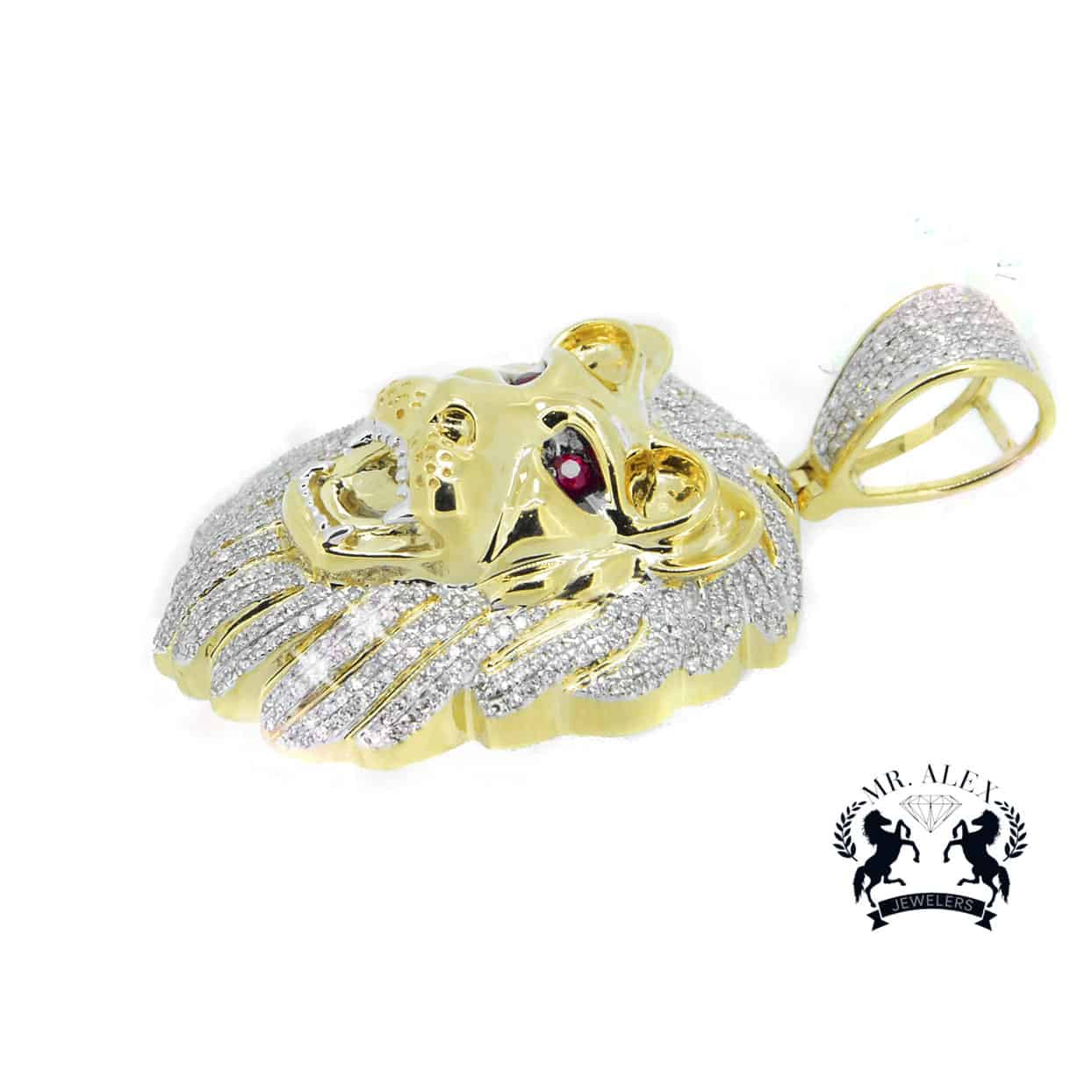 10k Roaring Lion Head Diamond Ring 1.20ct - Mr. Alex Jewelry