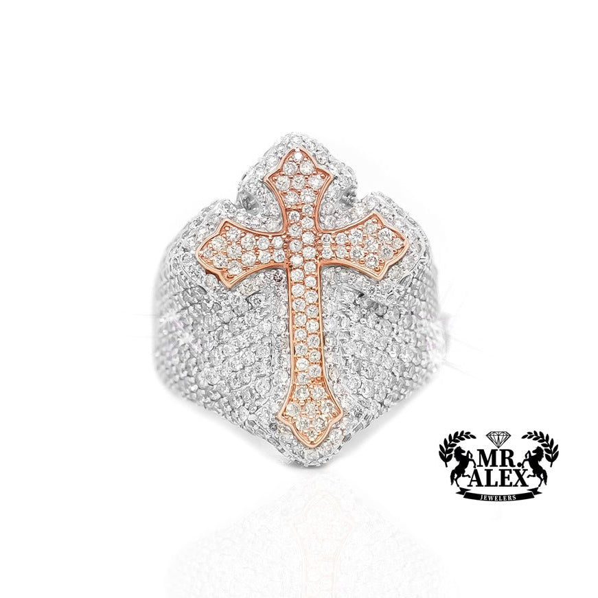 10k Rose Cross Luxusry Diamond Ring 4.50ct - Mr. Alex Jewelry
