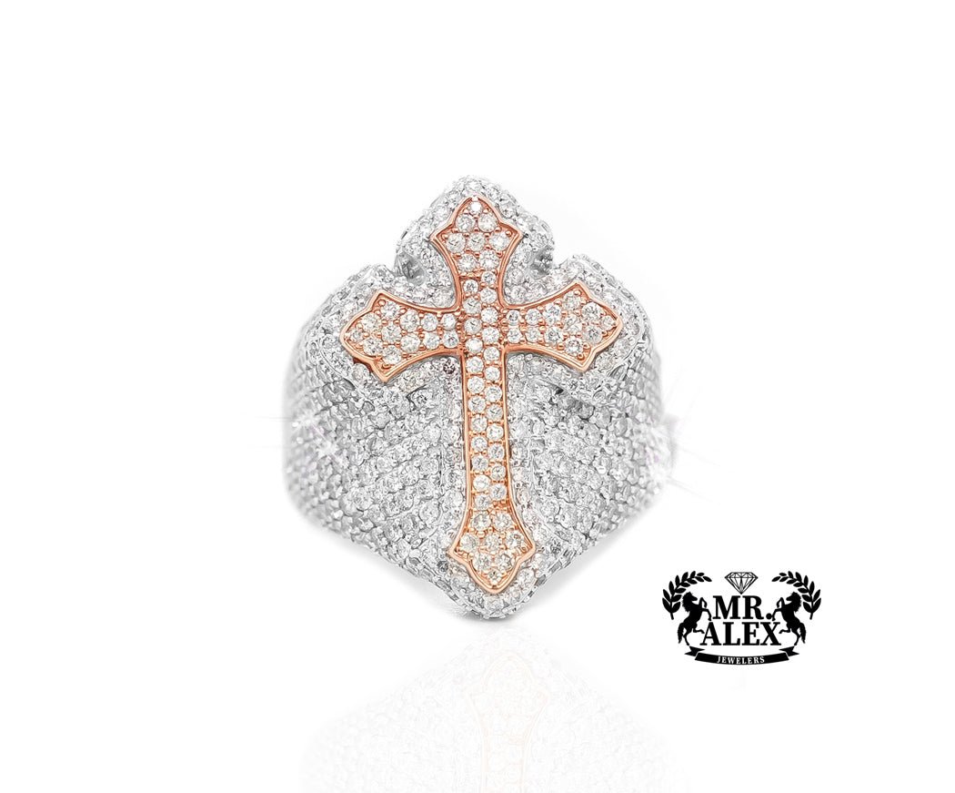 10k Rose Cross Luxusry Diamond Ring 4.50ct - Mr. Alex Jewelry
