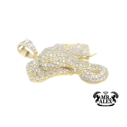 10K Round Diamond Elephant Pendant 3.10ct - Mr. Alex Jewelry