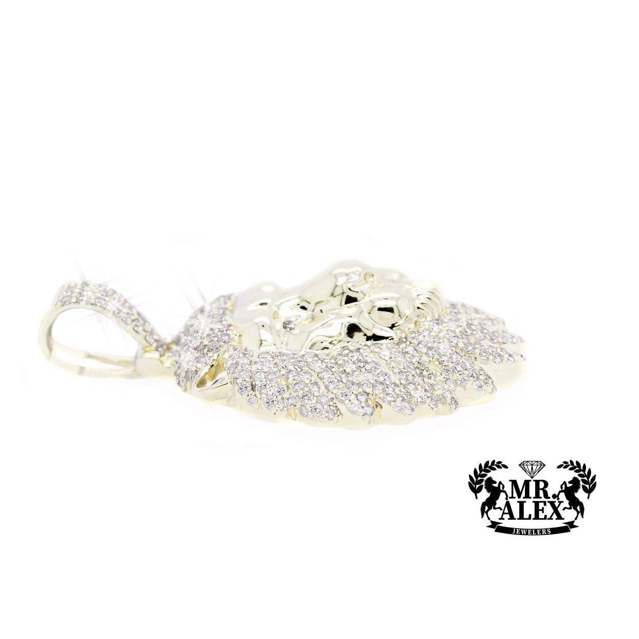 10K Round Diamond Lion Pendant 2.05ct - Mr. Alex Jewelry