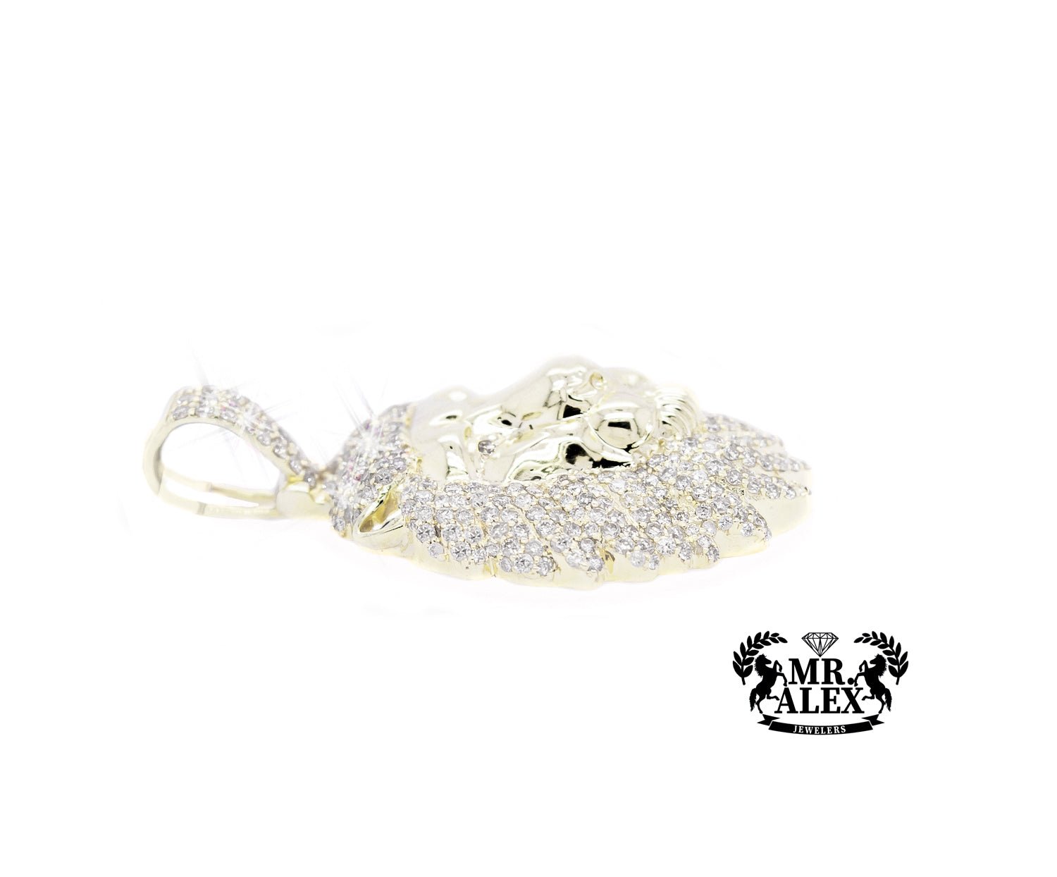 10K Round Diamond Lion Pendant 2.05ct - Mr. Alex Jewelry