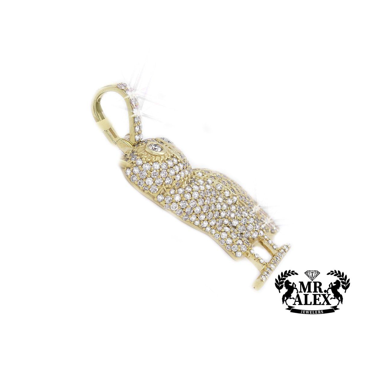 10K Round Diamond Owl Bird Pendant 2.55ct - Mr. Alex Jewelry