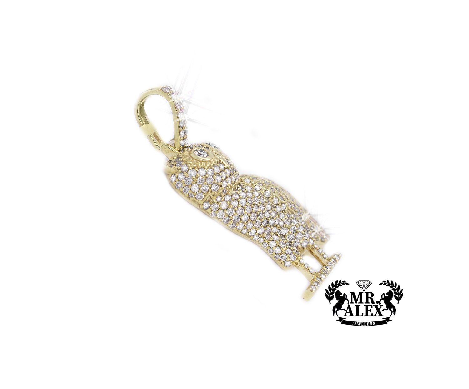 10K Round Diamond Owl Bird Pendant 2.55ct - Mr. Alex Jewelry
