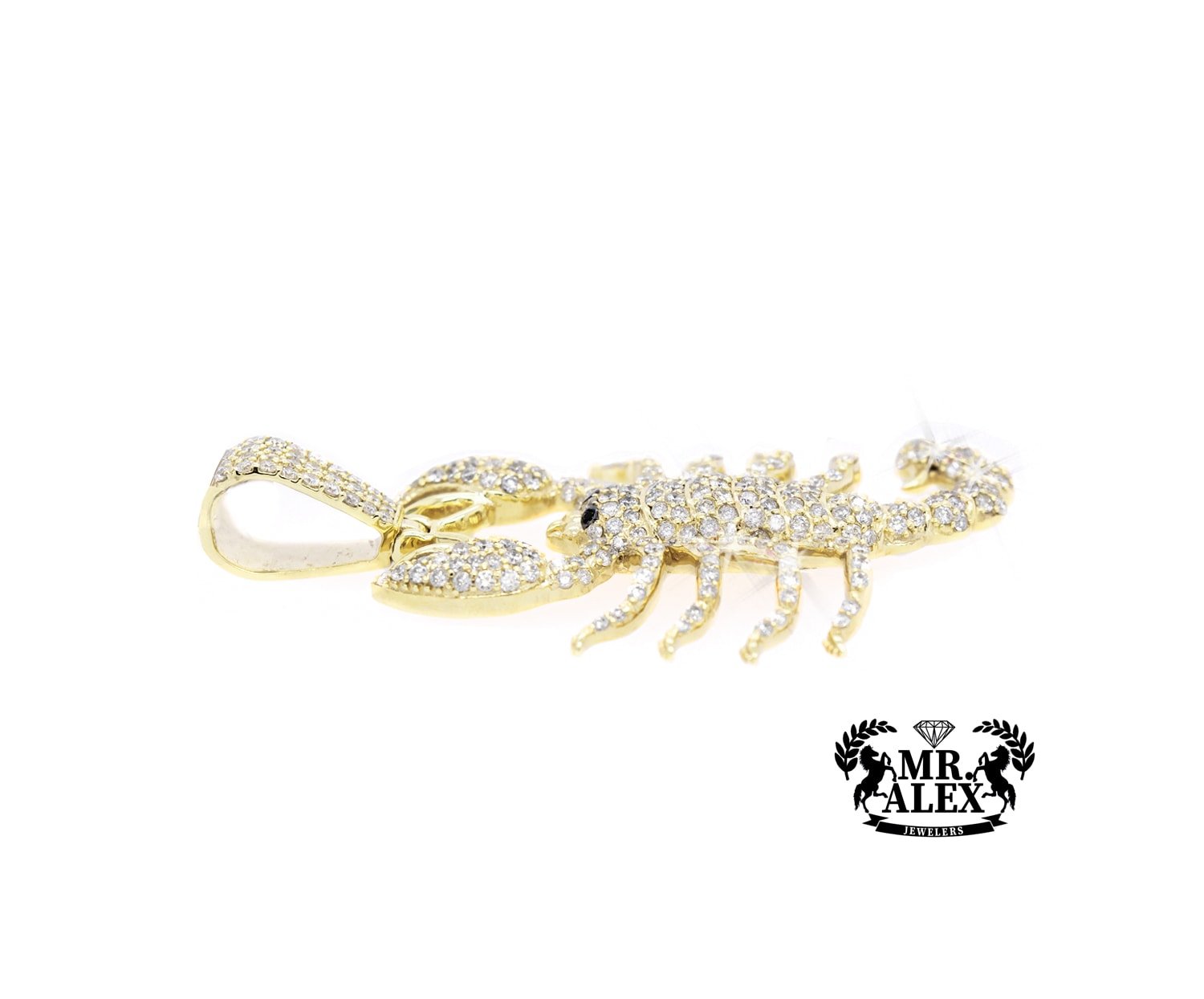 10K Round Diamond Scorpion Pendant 1.90ct - Mr. Alex Jewelry