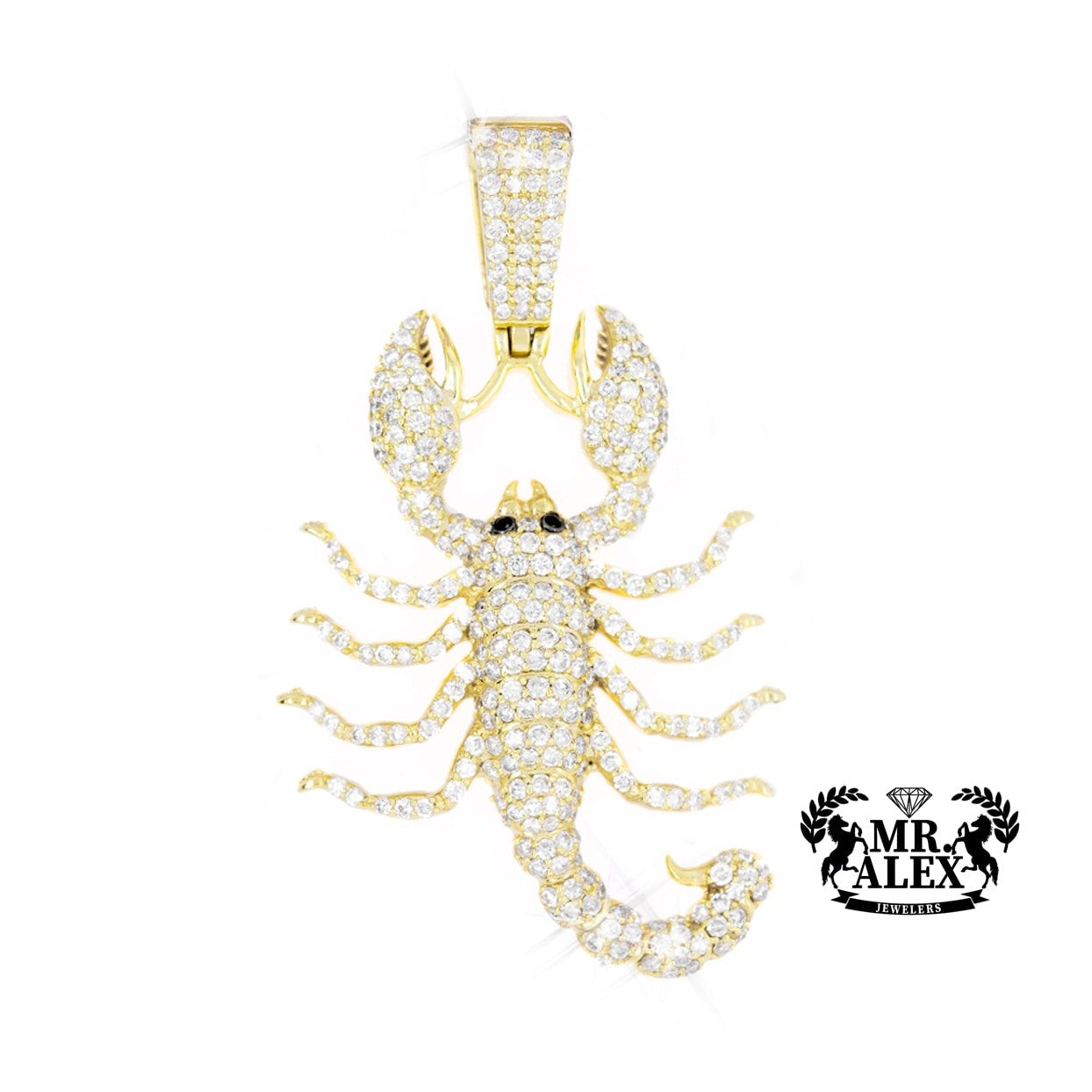 10K Round Diamond Scorpion Pendant 1.90ct - Mr. Alex Jewelry