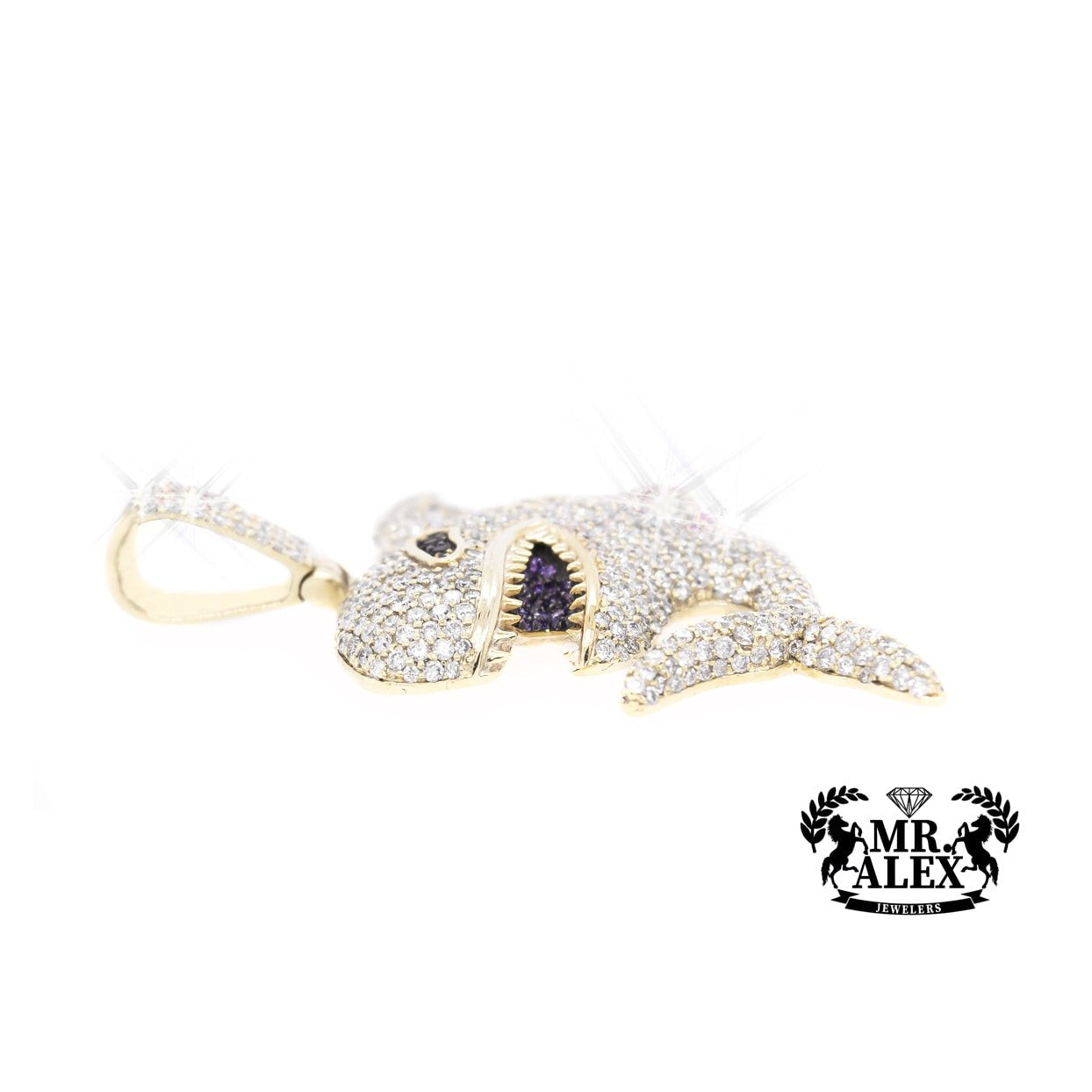 10K Round Diamond Shark Pendant 3.10ct - Mr. Alex Jewelry