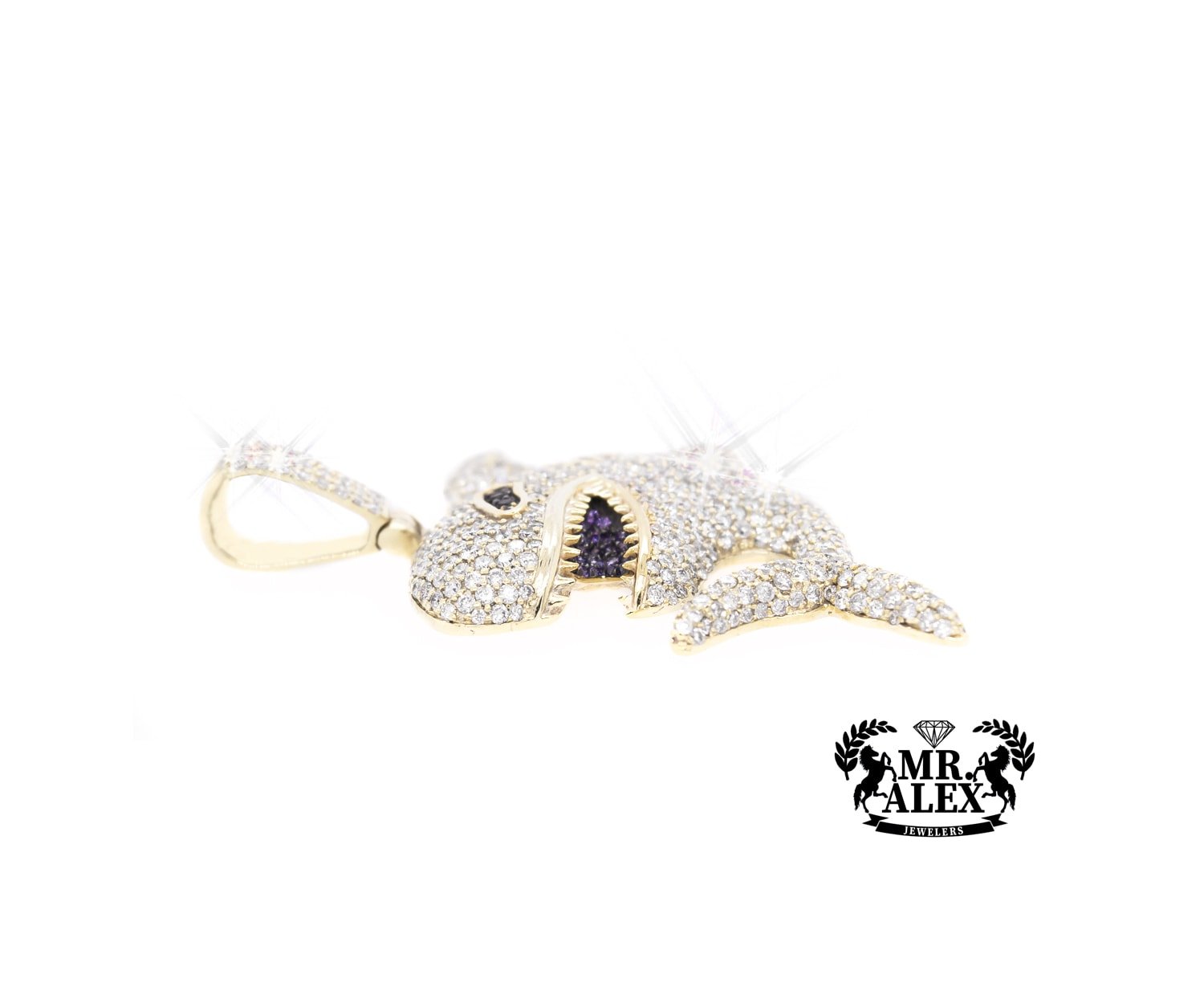10K Round Diamond Shark Pendant 3.10ct - Mr. Alex Jewelry