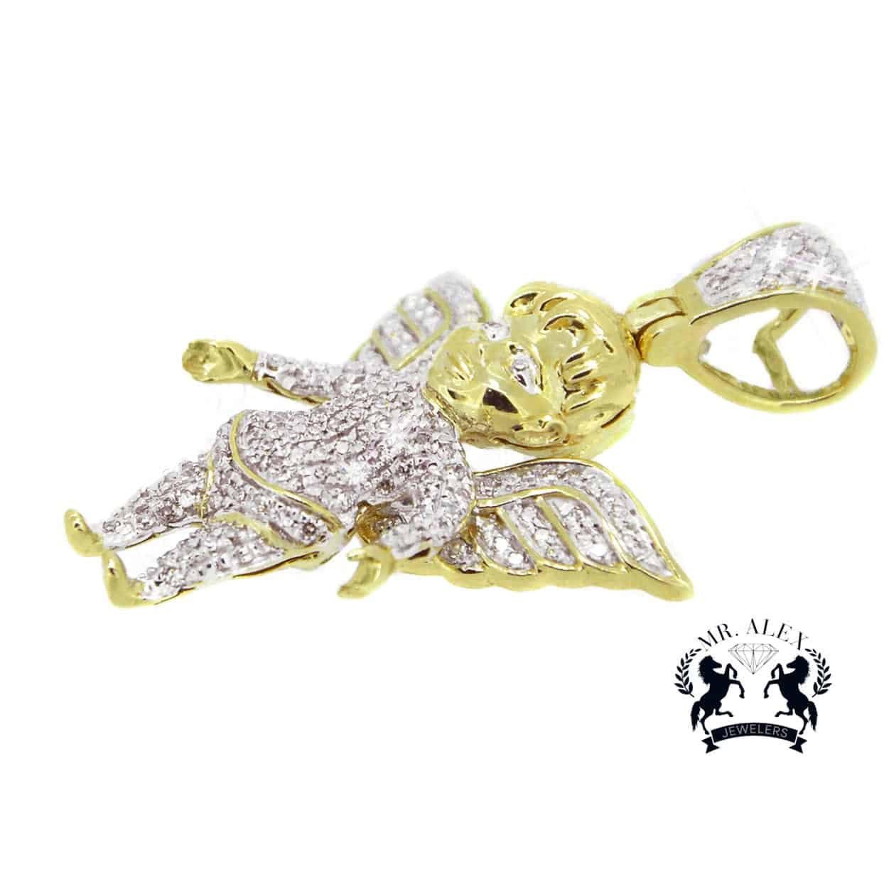 10K Small Angel Pendant 0.40ct Yellow Gold - Mr. Alex Jewelry