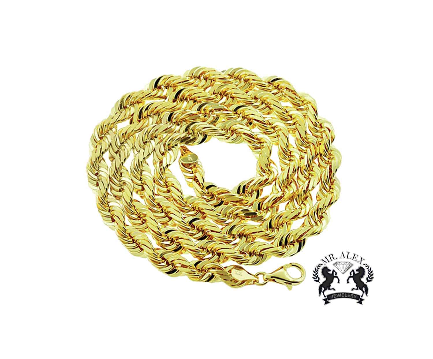 10K Solid Gold Rope Chain 2.5mm - Mr. Alex Jewelry