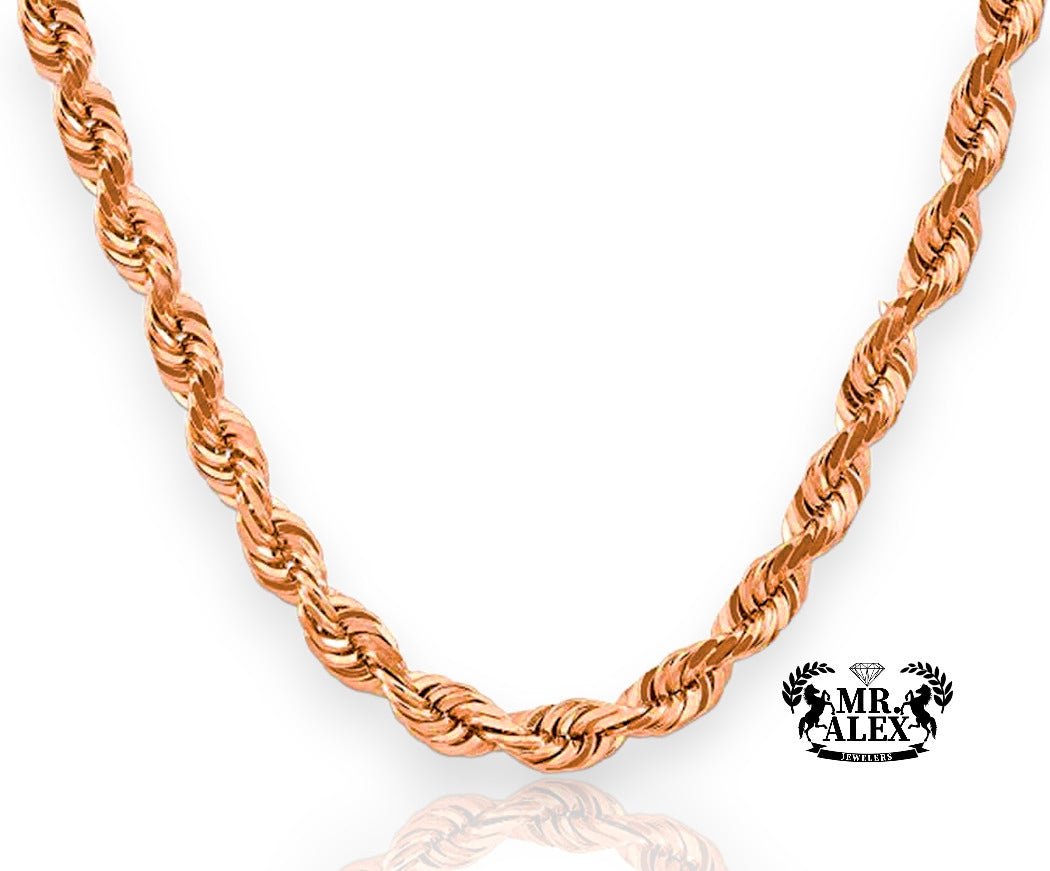 10K Solid Rope Chain Rose Gold 3.5 mm - Mr. Alex Jewelry