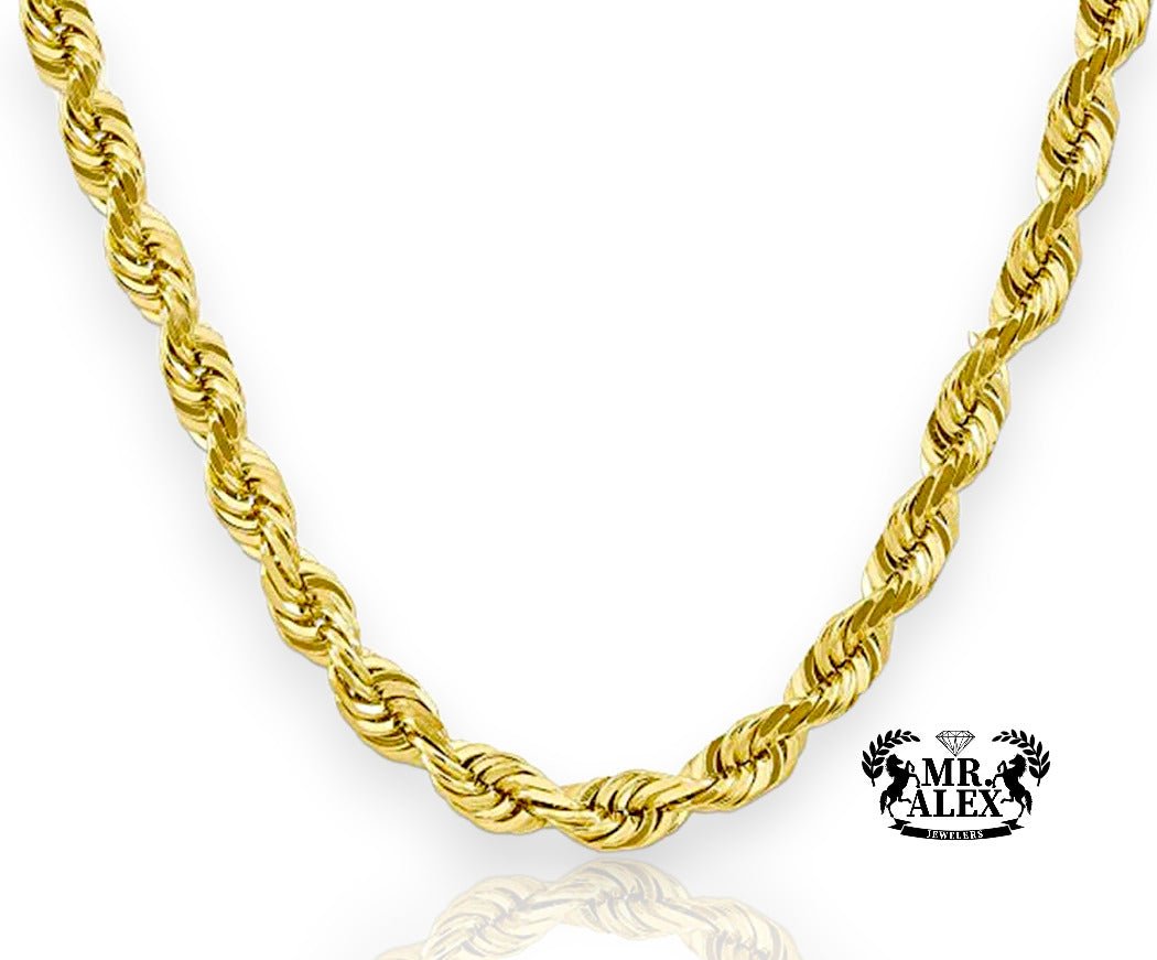 10K Solid Rope Chain Yellow Gold 5mm - Mr. Alex Jewelry