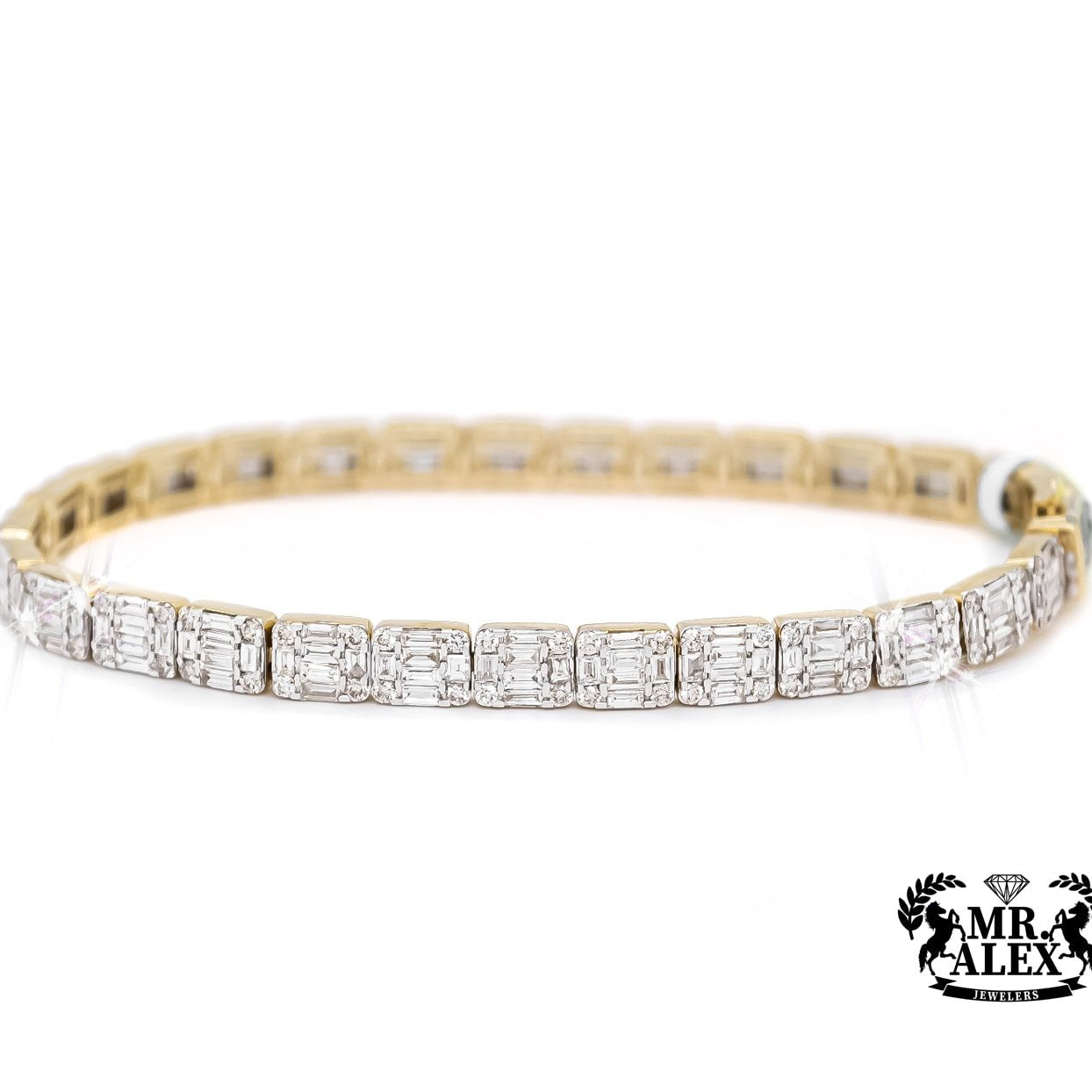10K Square Baguette Diamond Bracelet 6.68ct - Mr. Alex Jewelry