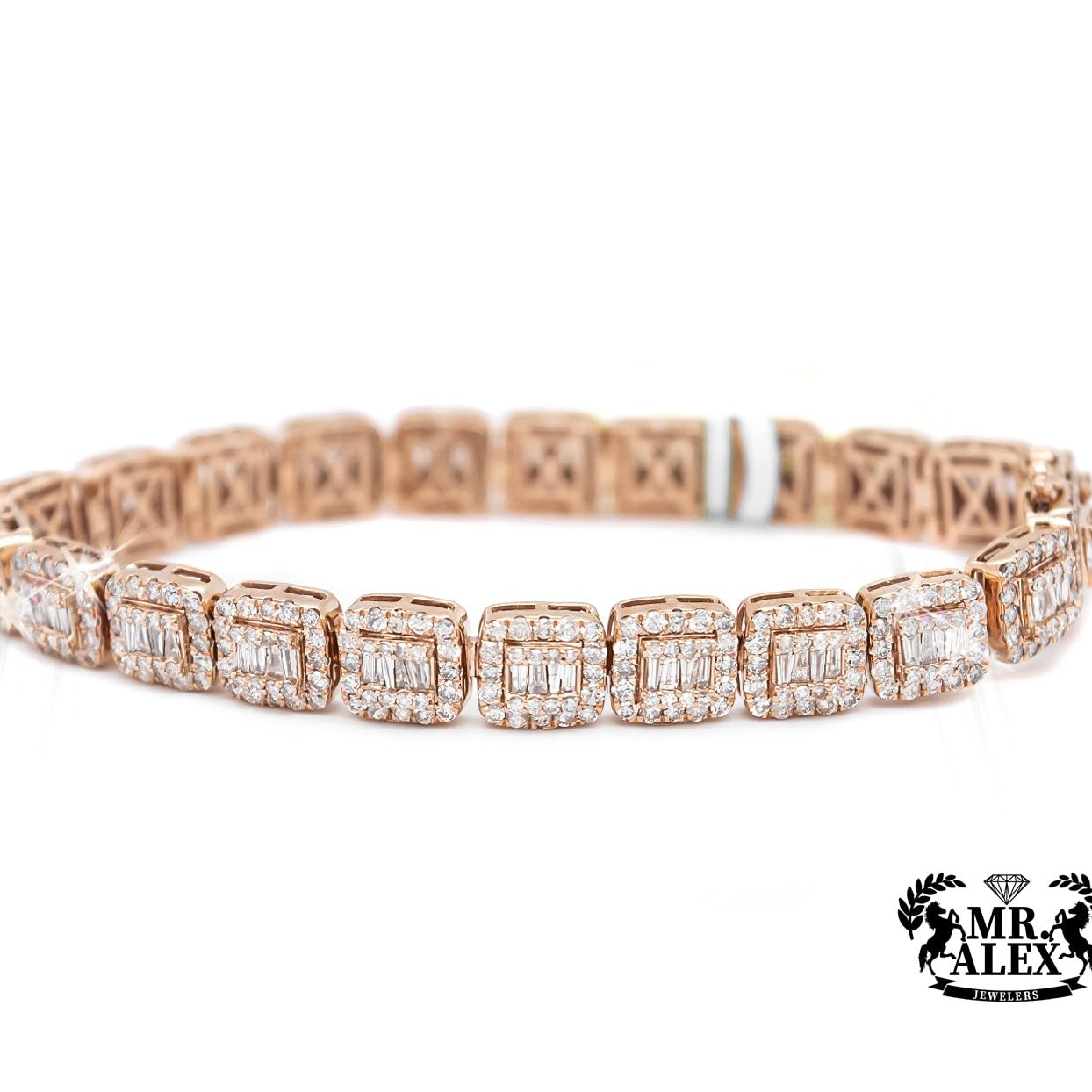 10K Square Baguette Diamond Bracelet 8.95ct - Mr. Alex Jewelry