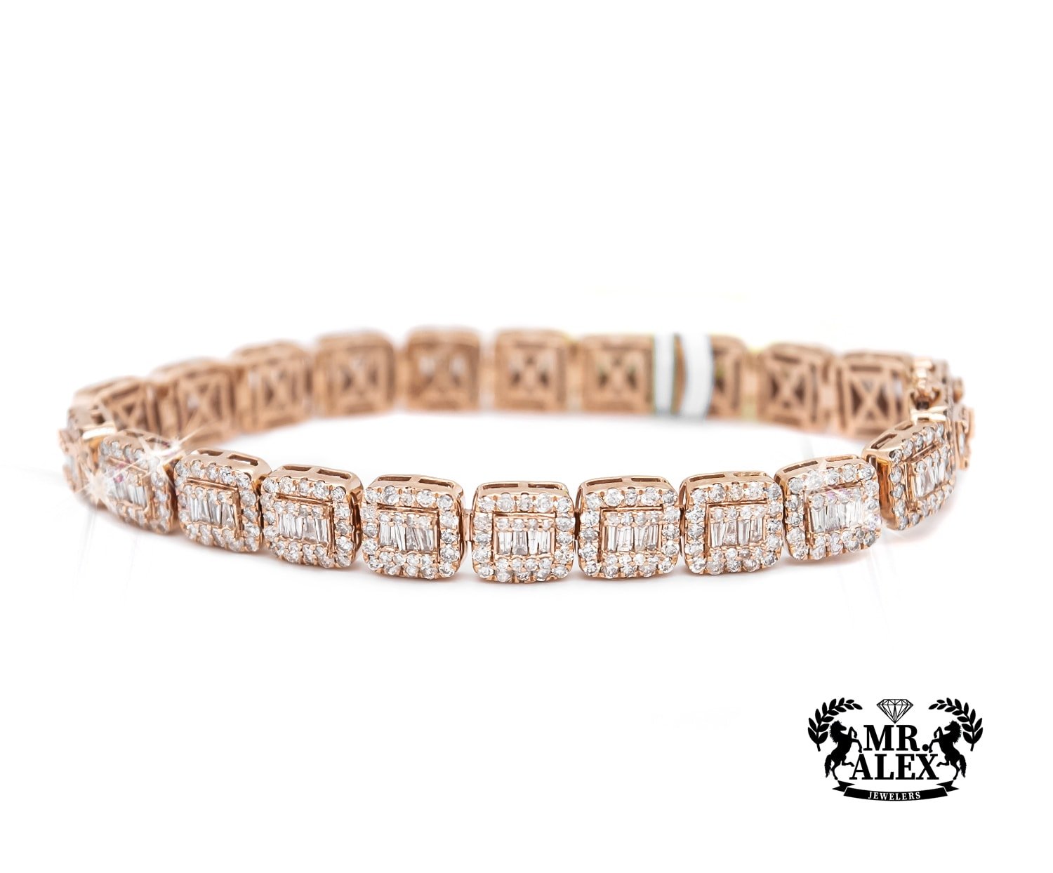 10K Square Baguette Diamond Bracelet 8.95ct - Mr. Alex Jewelry