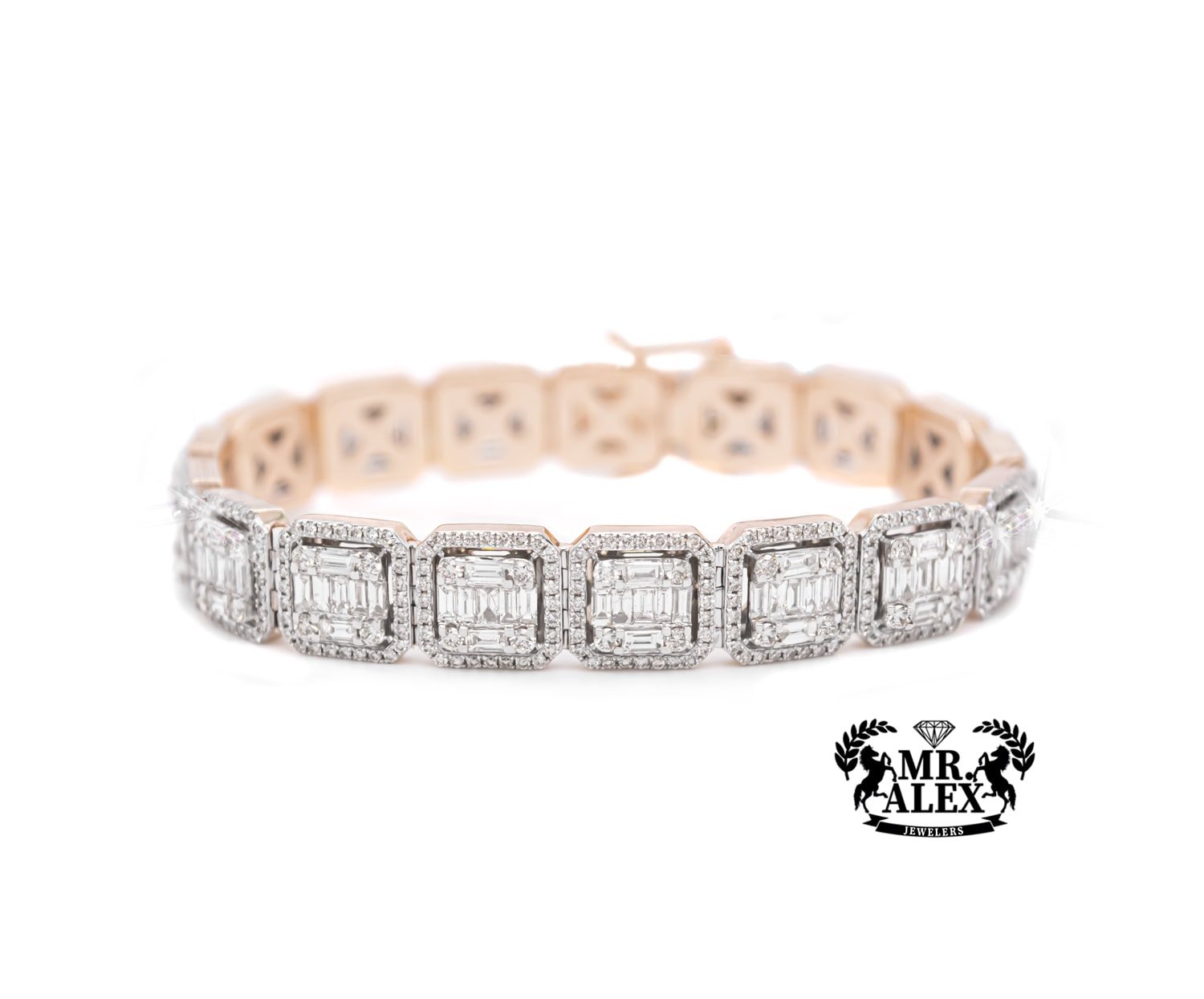 10K Square Baguette Diamond Bracelet 9.50ct - Mr. Alex Jewelry