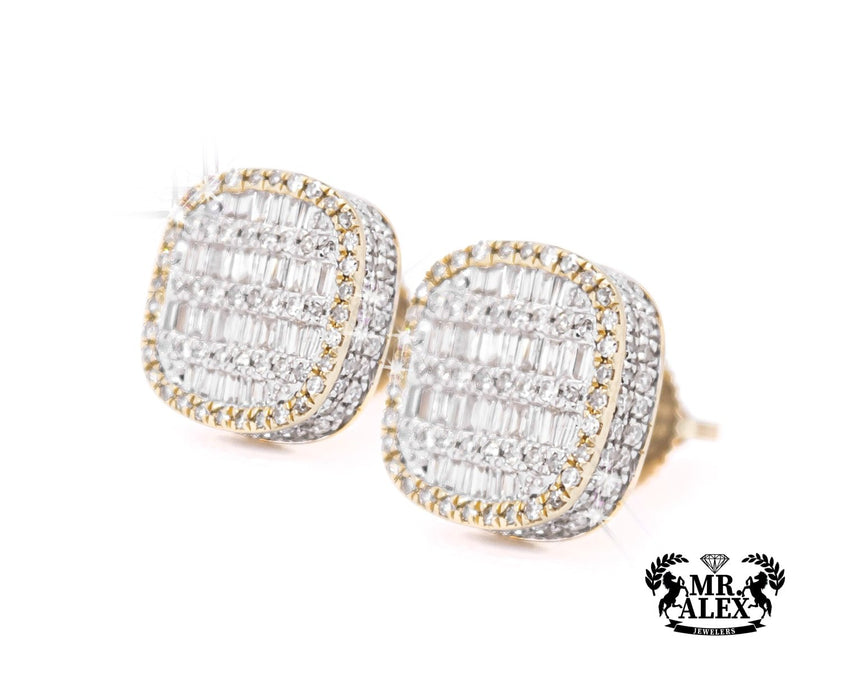 10K Square Baguette Diamond Earrings 1.00ct - Mr. Alex Jewelry