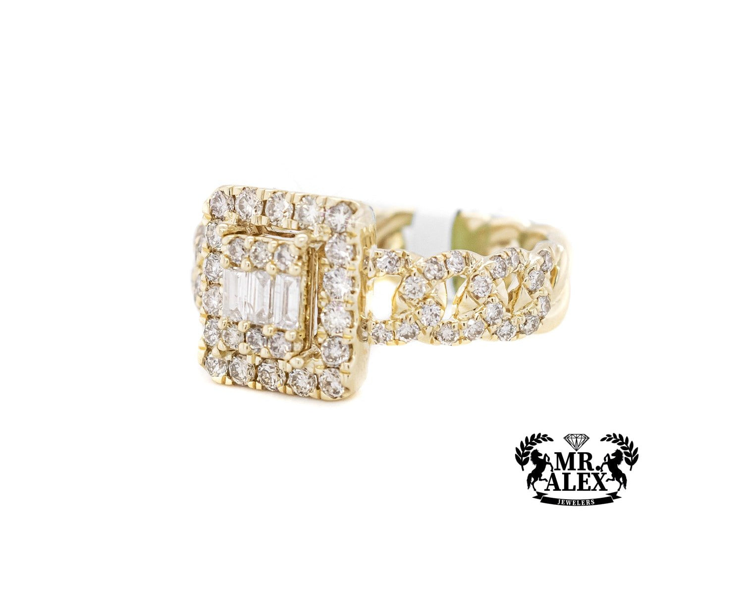 10K Squares 3D in Cuban Diamond Ring 0.85ct - Mr. Alex Jewelry