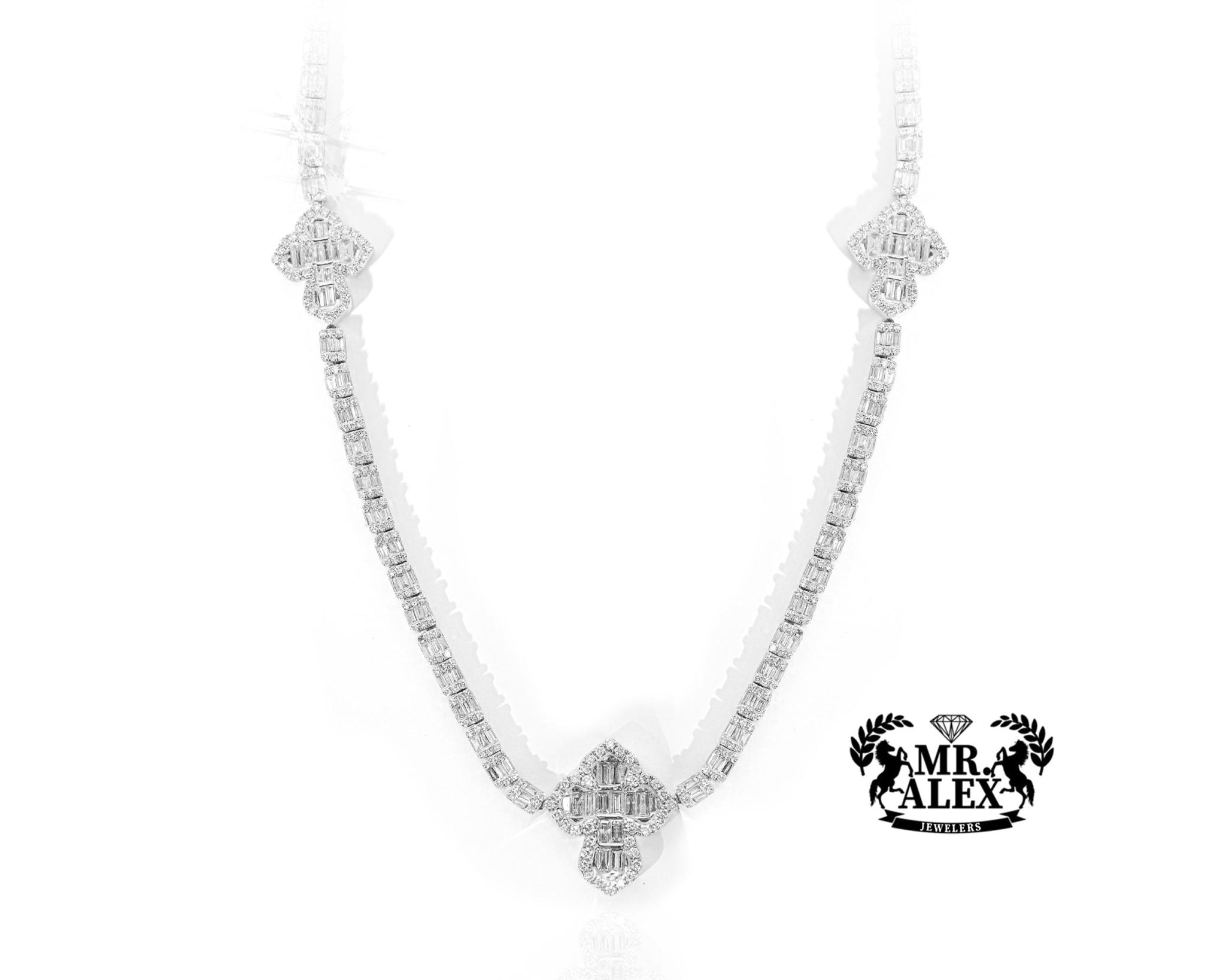 10K Triple Baguette Cross Diamond Charms 7.50ct - Mr. Alex Jewelry