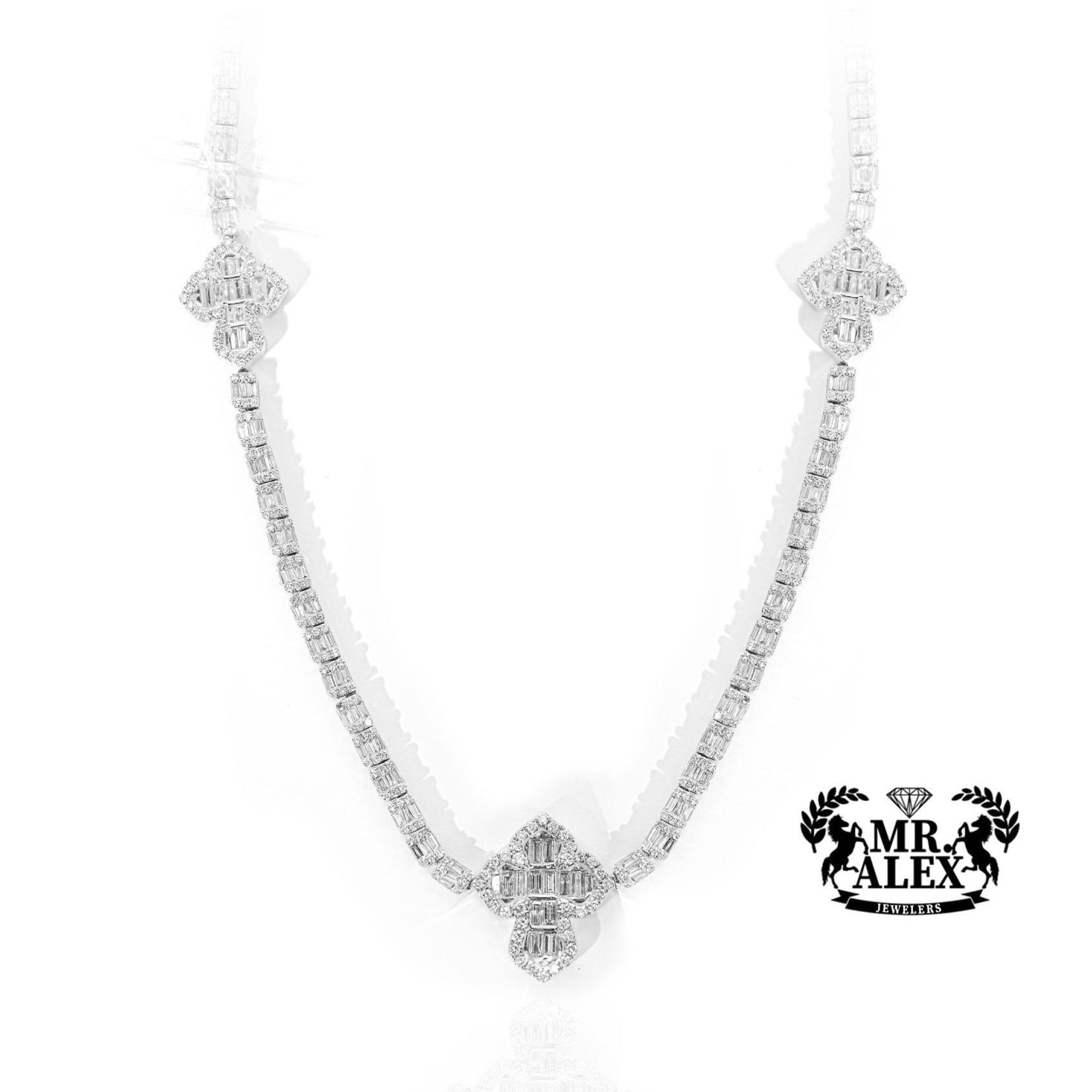 10K Triple Baguette Cross Diamond Charms 7.50ct - Mr. Alex Jewelry