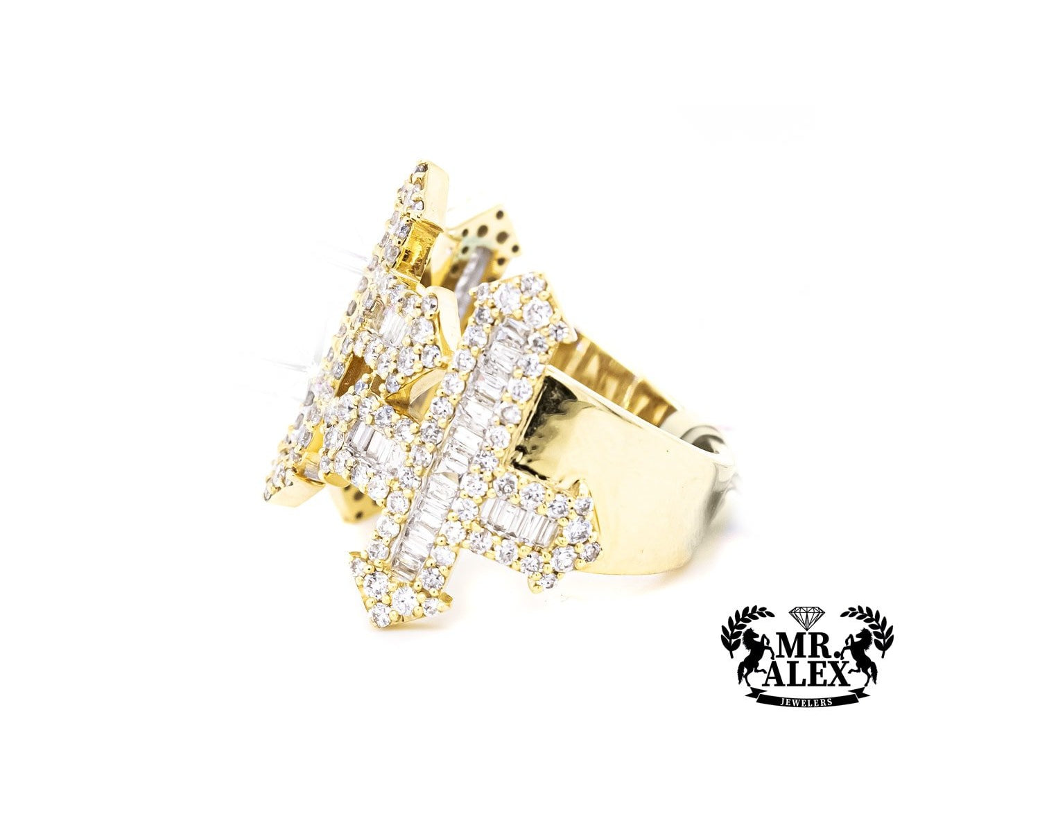 10k Triple Cross Baguette Diamond Ring 2.40ct - Mr. Alex Jewelry