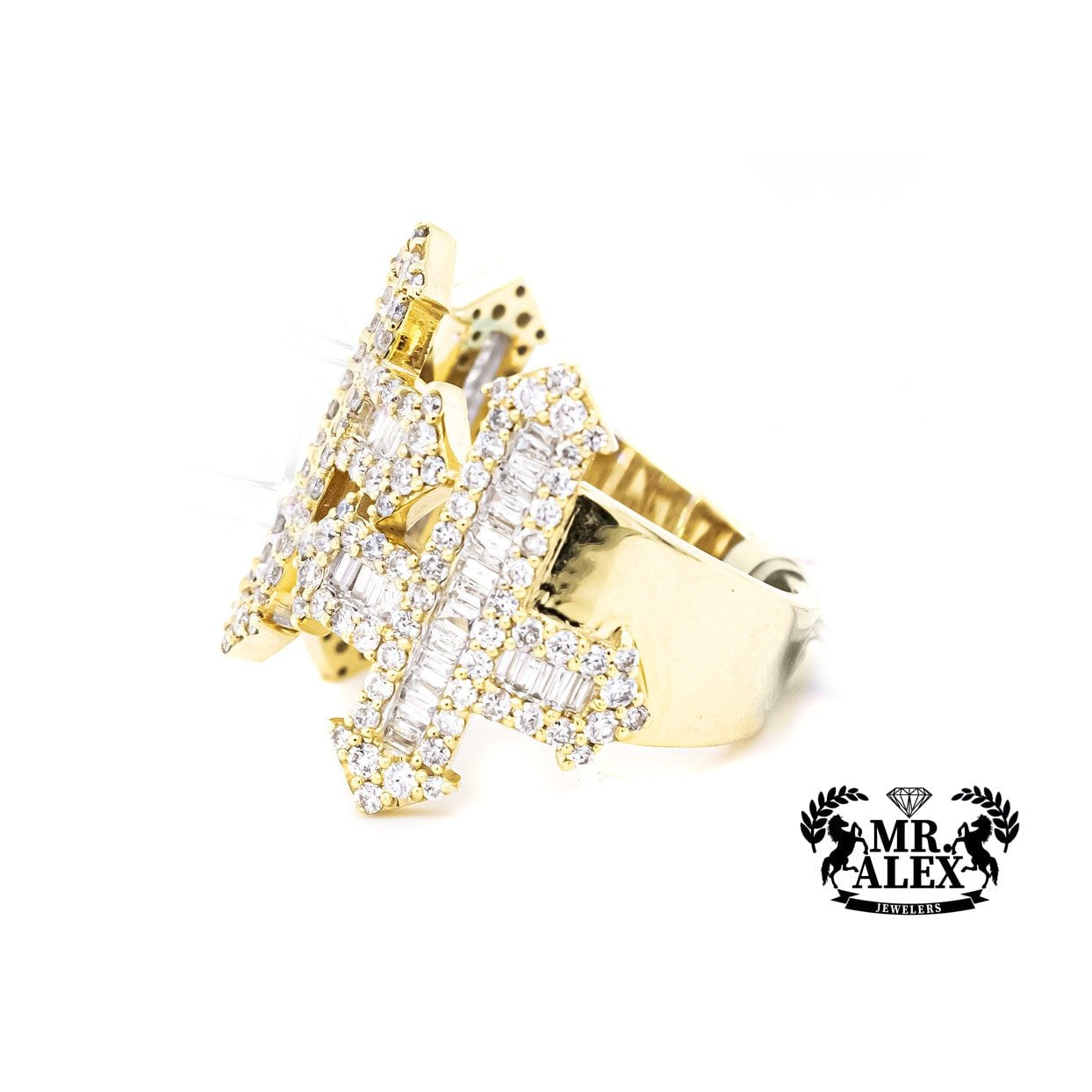 10k Triple Cross Baguette Diamond Ring 2.40ct - Mr. Alex Jewelry