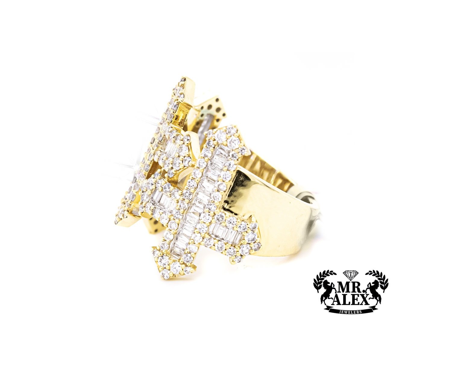 10k Triple Cross Baguette Diamond Ring 2.40ct - Mr. Alex Jewelry