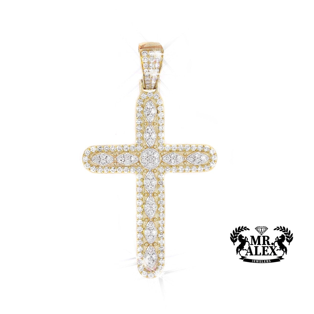 10K Unique Cross Diamond Pendant 1.80ct - Mr. Alex Jewelry