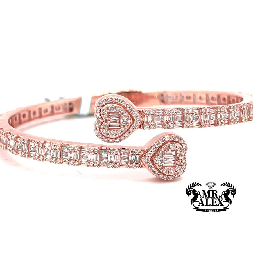 10k White Diamond Baguette Bangle 4.0ct - Mr. Alex Jewelry