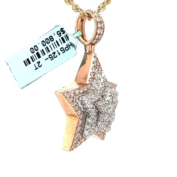 14k 3D Star Pendant Rose Gold 3.50CT - Mr. Alex Jewelry