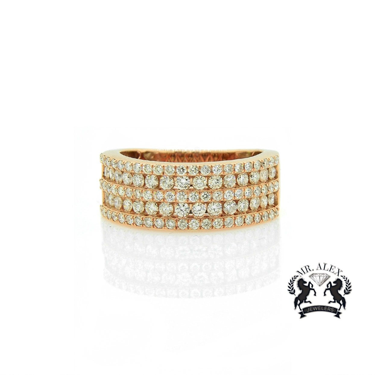 14K 5 Row Diamond Ring 1.90ct - Mr. Alex Jewelry