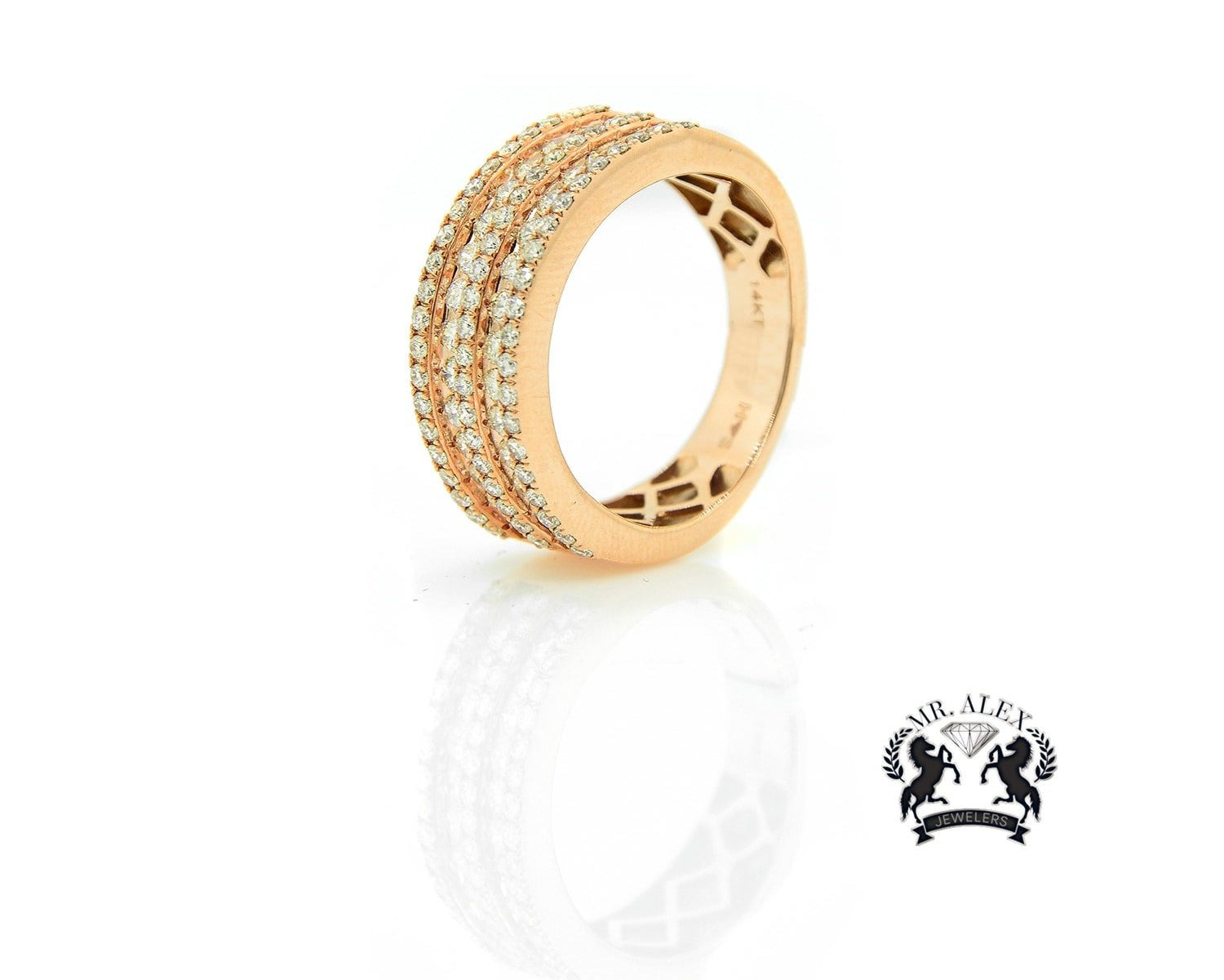 14K 5 Row Diamond Ring 1.90ct - Mr. Alex Jewelry