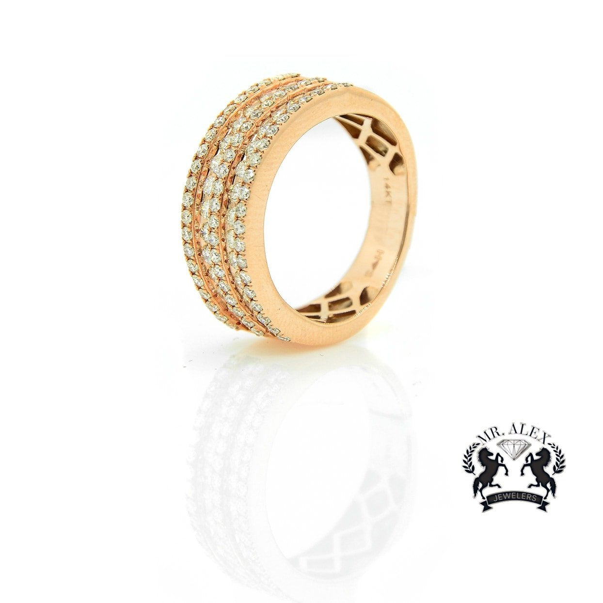 14K 5 Row Diamond Ring 1.90ct - Mr. Alex Jewelry