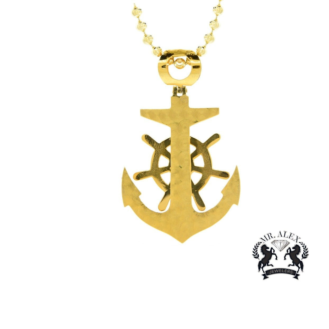 14K Anchor Pendant 2.30CT Yellow Gold - Mr. Alex Jewelry