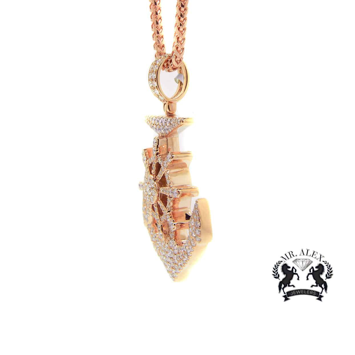 14K Anchor Pendant 3.10CT Rose Gold - Mr. Alex Jewelry