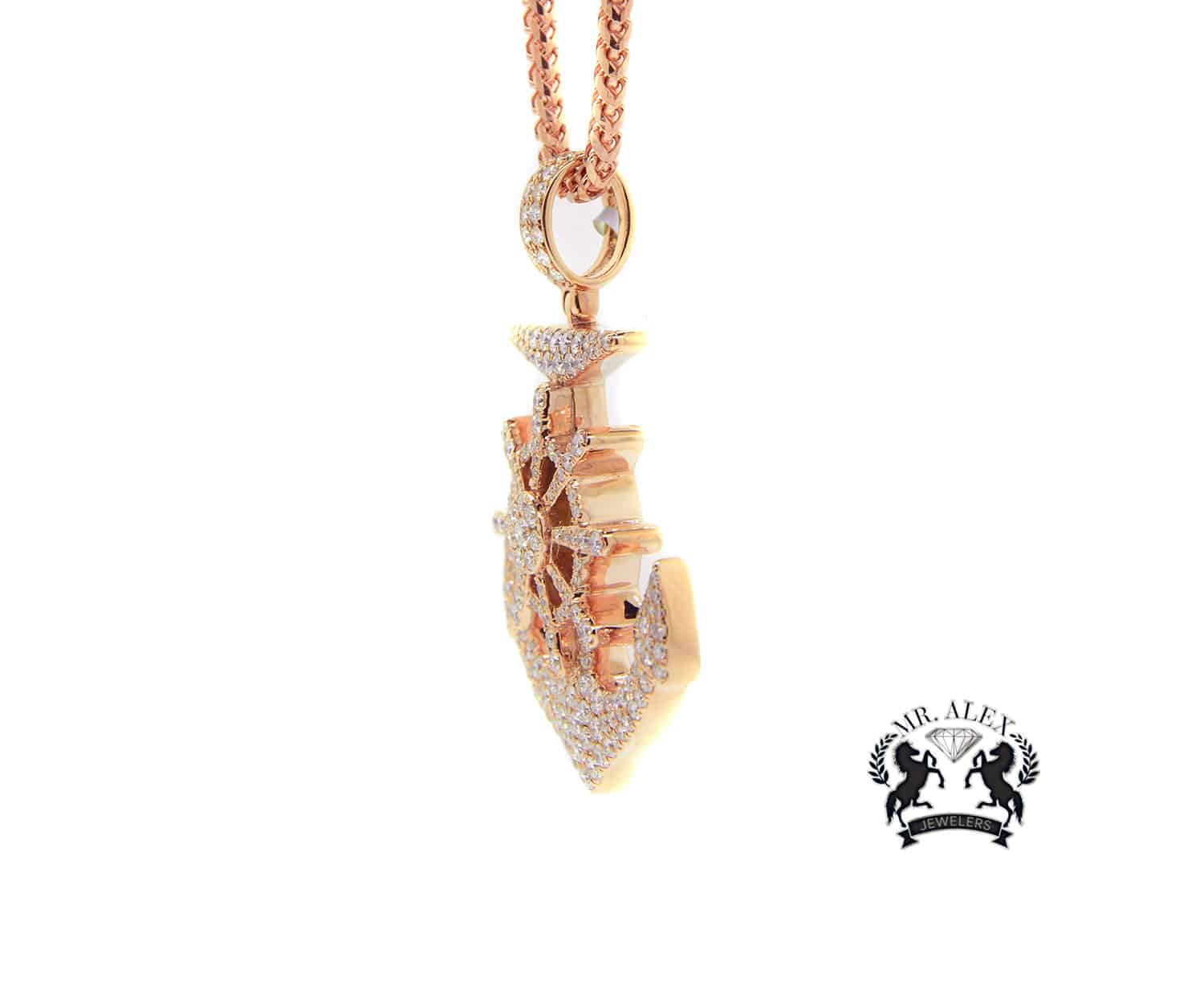14K Anchor Pendant 3.10CT Rose Gold - Mr. Alex Jewelry