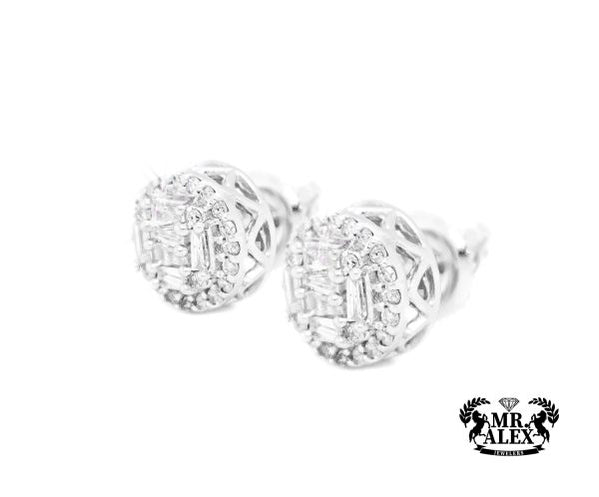 14K Baguette and Round Diamond Earrings 1.05 CT - Mr. Alex Jewelry