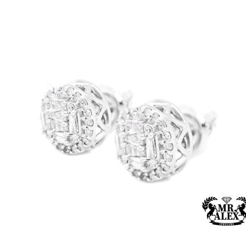 14K Baguette and Round Diamond Earrings 1.05 CT - Mr. Alex Jewelry