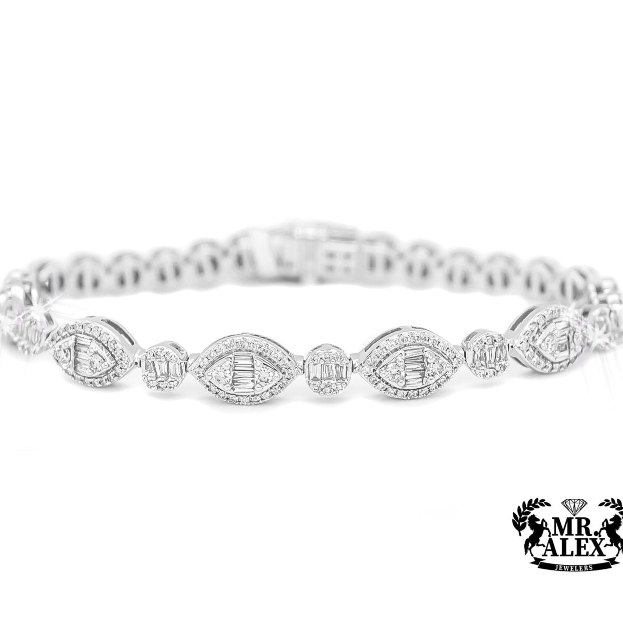 14K Baguette Diamond Tennis Bracelet 3.50ct - Mr. Alex Jewelry