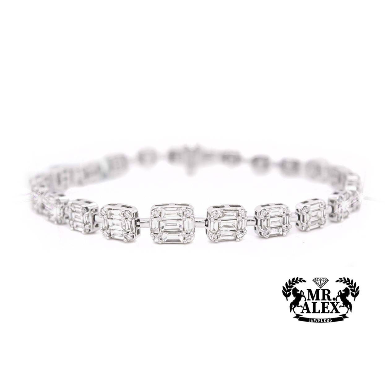 14K Baguette Diamond Tennis Bracelet 4.0ct - Mr. Alex Jewelry