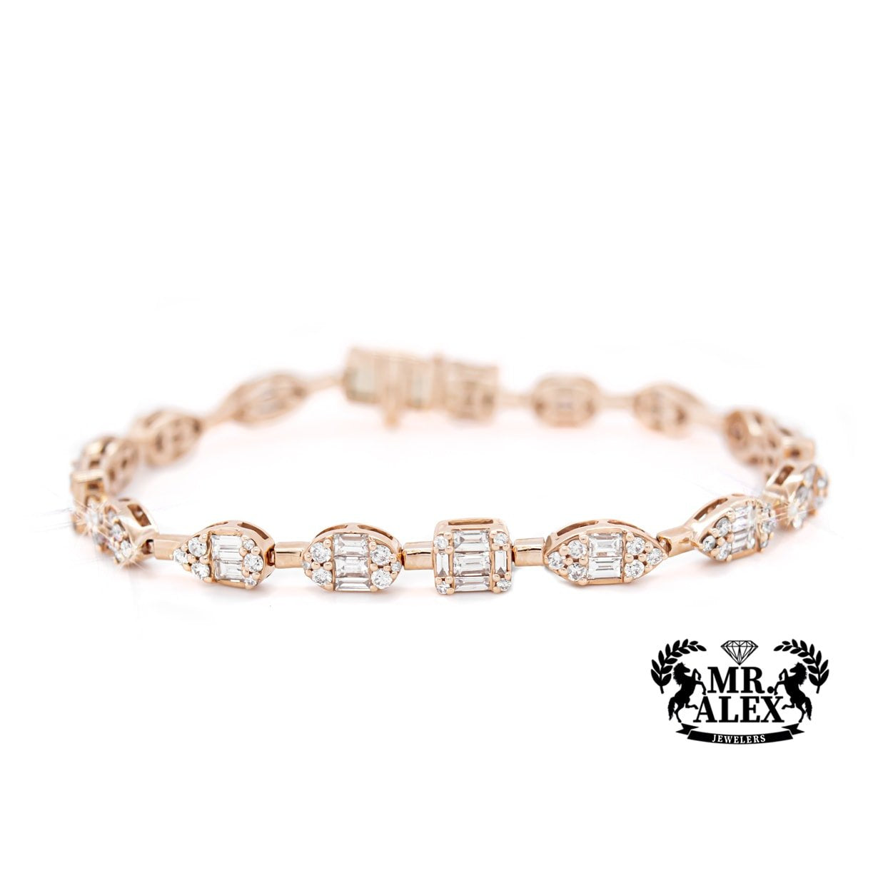 14K Baguette Diamond Tennis Bracelet 4.0ct - Mr. Alex Jewelry