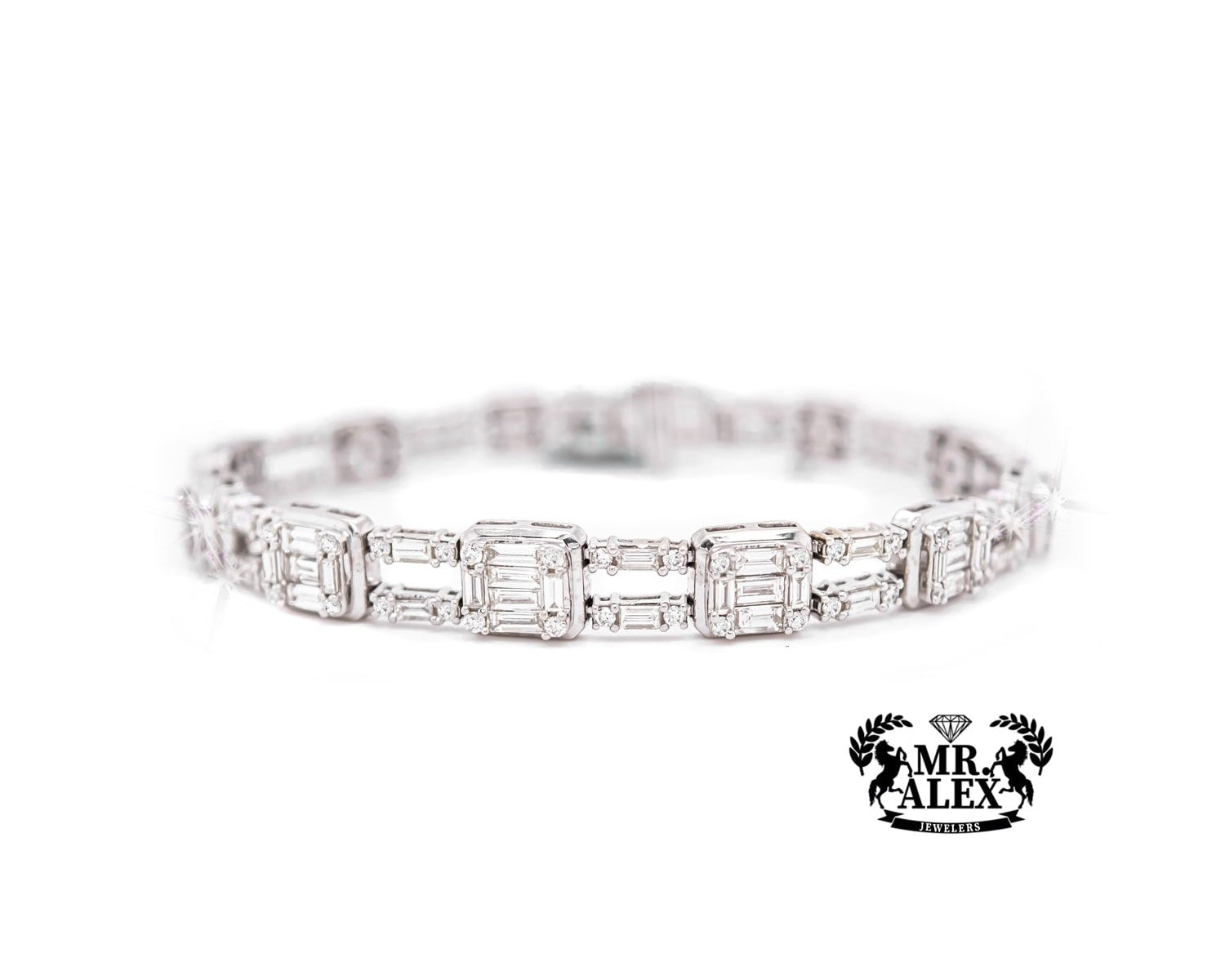 14K Baguette Diamond Tennis Bracelet 5.50ct - Mr. Alex Jewelry