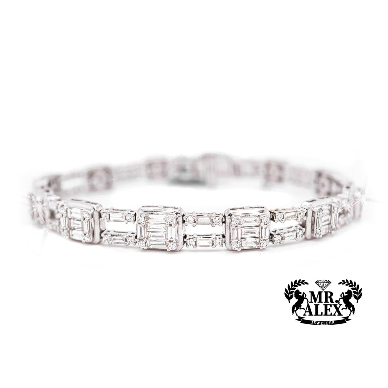 14K Baguette Diamond Tennis Bracelet 5.50ct - Mr. Alex Jewelry