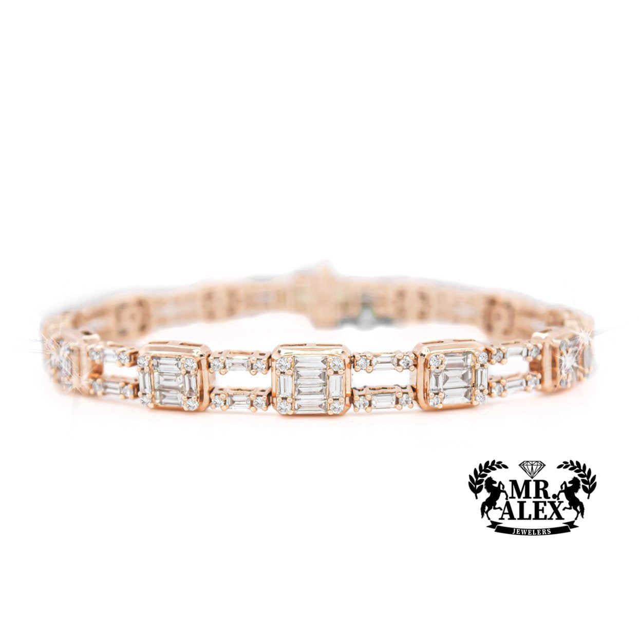 14K Baguette Diamond Tennis Bracelet 5.50ct - Mr. Alex Jewelry