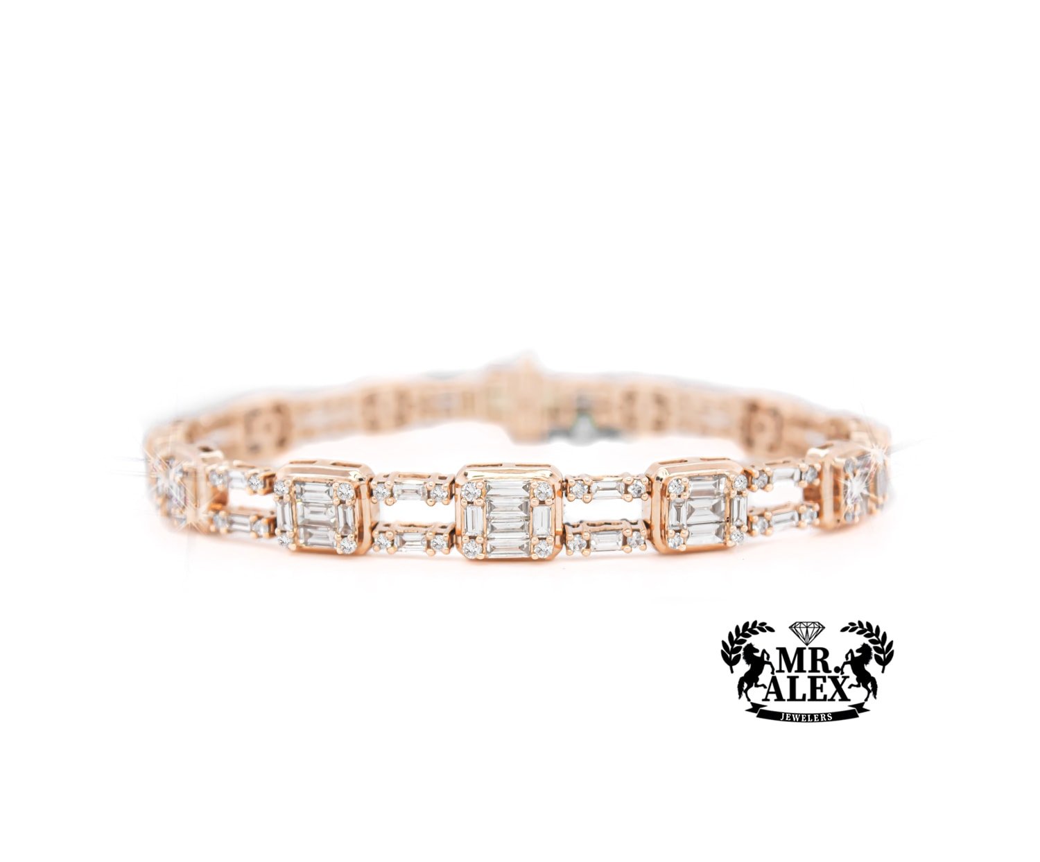 14K Baguette Diamond Tennis Bracelet 5.50ct - Mr. Alex Jewelry
