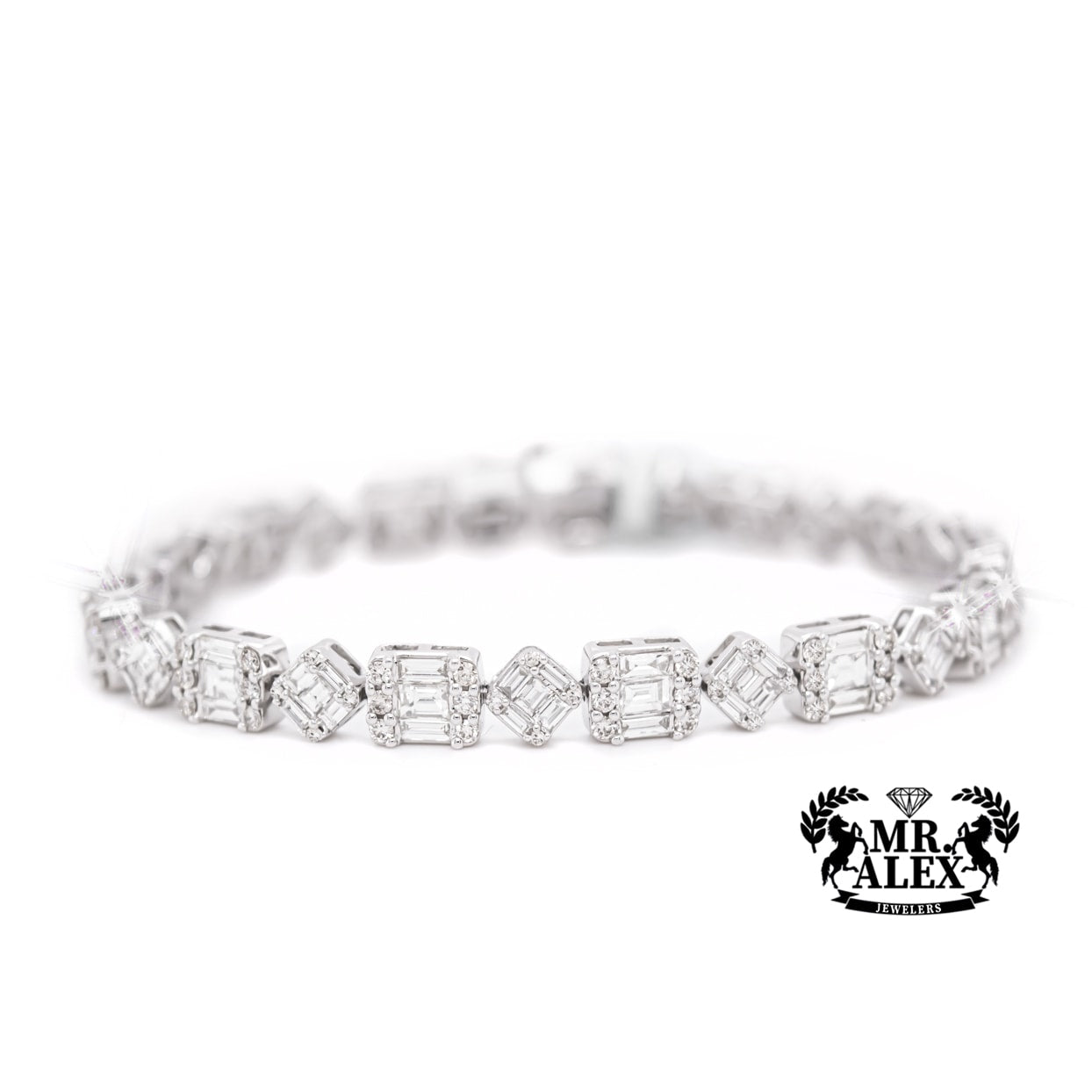 14K Baguette Diamond Tennis Bracelet 6.25ct - Mr. Alex Jewelry