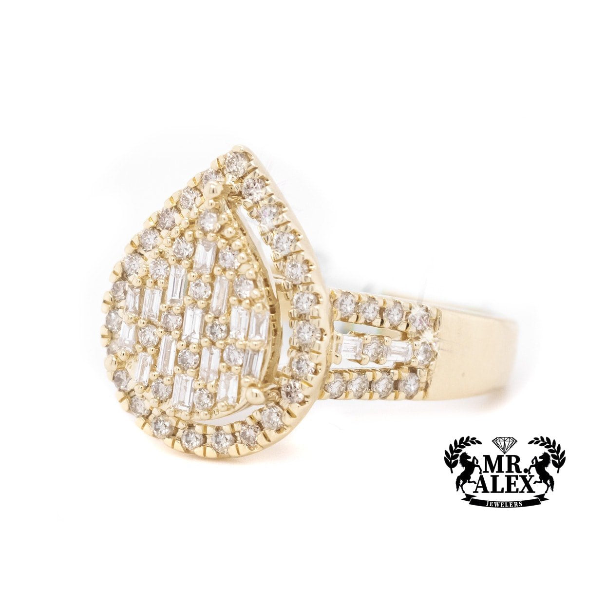 14K Baguette Pear Shape Diamond Ring 0.85ct - Mr. Alex Jewelry