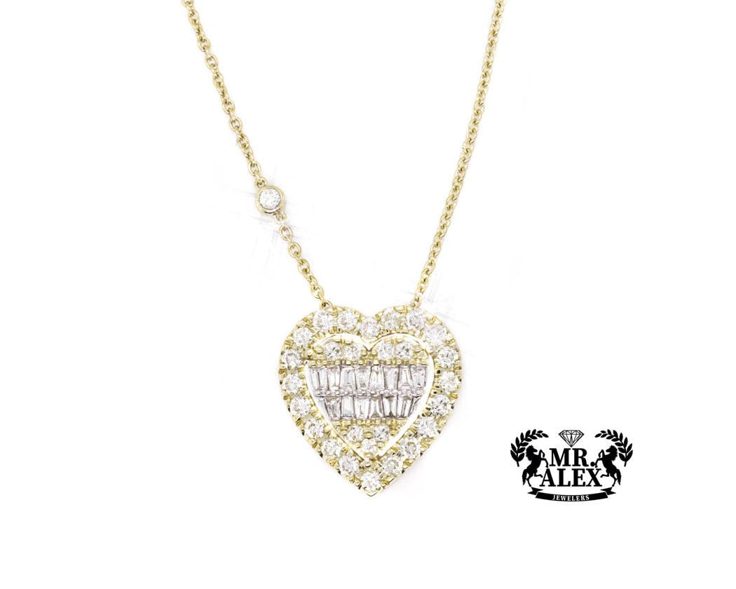 14K Big 3D Heart Diamond Necklace 1.15ct - Mr. Alex Jewelry