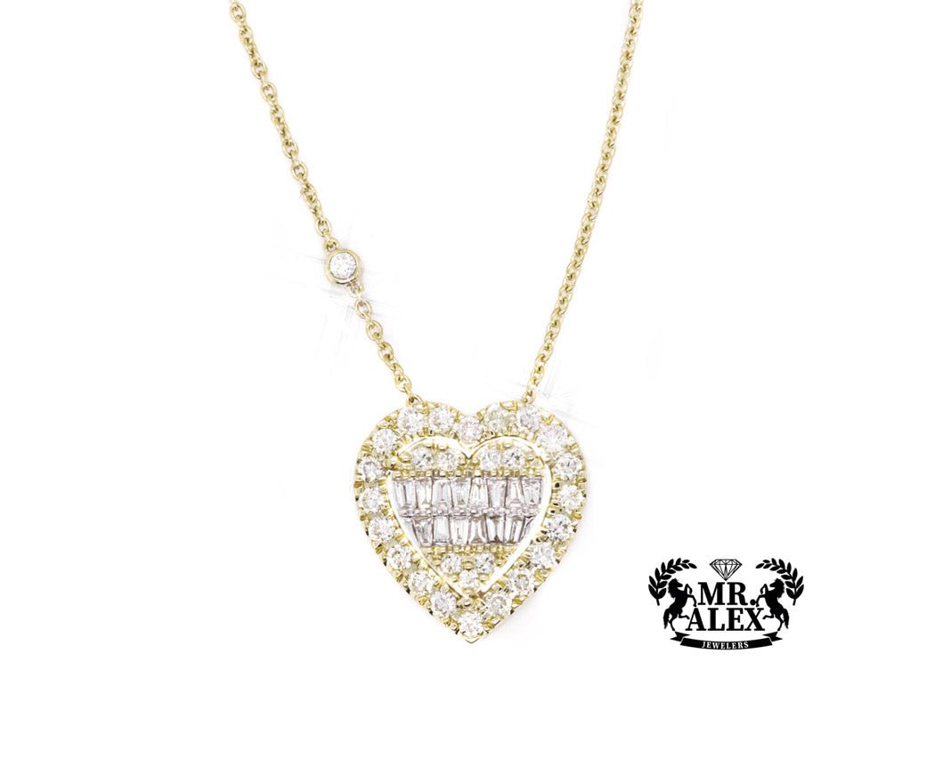 14K Big 3D Heart Diamond Necklace 1.15ct - Mr. Alex Jewelry